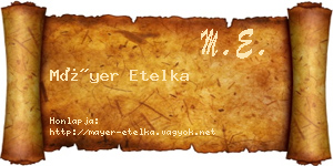 Máyer Etelka névjegykártya